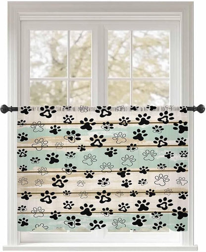 Sheer Curtains 45 Inch Length, Sage Green Beige Farmhouse Semi Sheer Curtains by Unknown