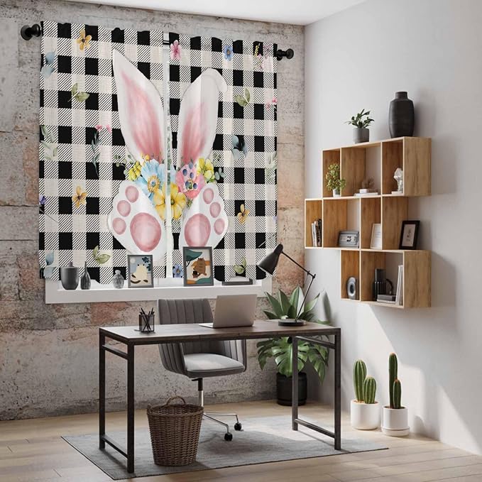Easter Window Curtains 63 Inch Long 2 Panel Set, Rod Pocket Bedroom Curtains & - Image 6