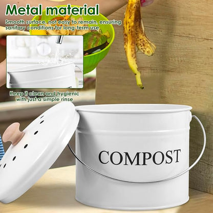 Kitchen Compost Bin 0.8 Gallon Metal Countertop Compost Bin - Image 7
