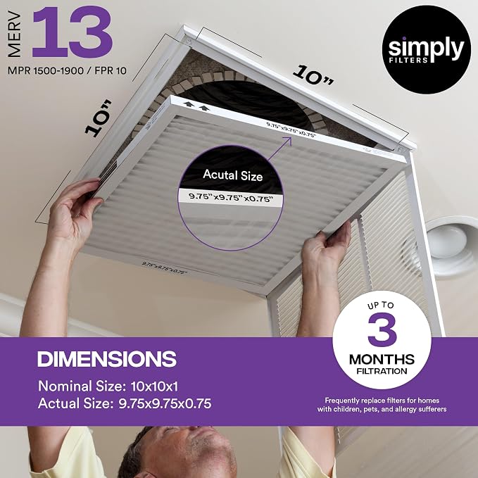 Simply 10x10x1 Air Filter, Merv 13, 6 Pack, - Image 2