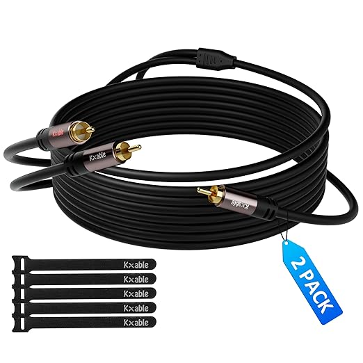 RCA Y-Adapter Splitter Cable (2 Pack-8FT+8FT), 1 RCA Male to 2 RCA Male Stereo Audio Subwoofer Cable, Bi-Directional, for Home Theater, Hi-Fi System, Amplifier, Speaker, 24K Gold Plated, OD:5.0MM