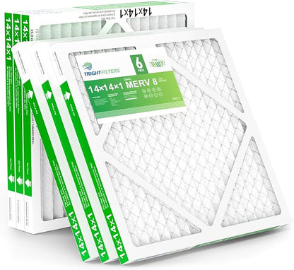 14x14x1 Air Filter 6 Pack, Durable MERV 8 Pleated Home HVAC AC Furnace Filters by TrightFilters