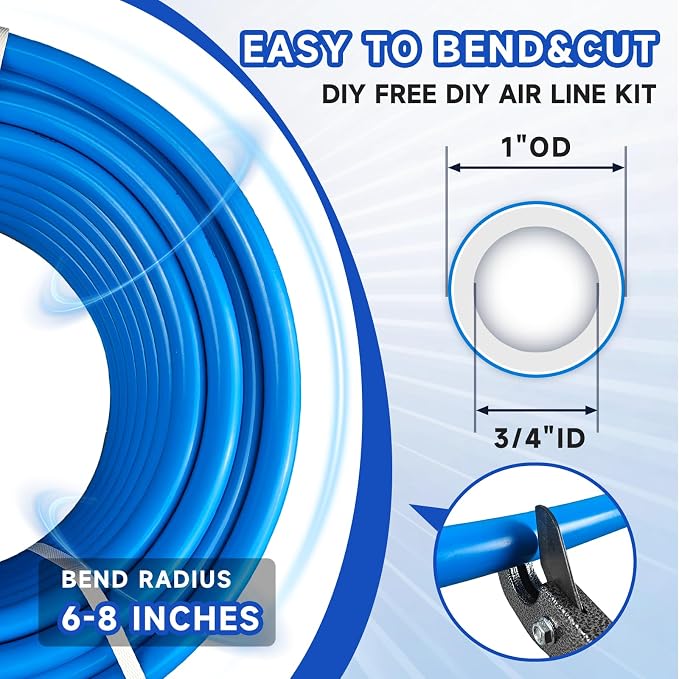 Compressed Air Line Kit, 3/4" x 50‘&120’&200‘&300‘ HDPE-Aluminum-HDPE Piping - Image 2