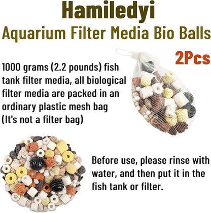 Hamiledyi 2 Pcs Aquarium Filter Media 12 in 1 Bio Balls Ceramic Rings Fish Tank - Image 7