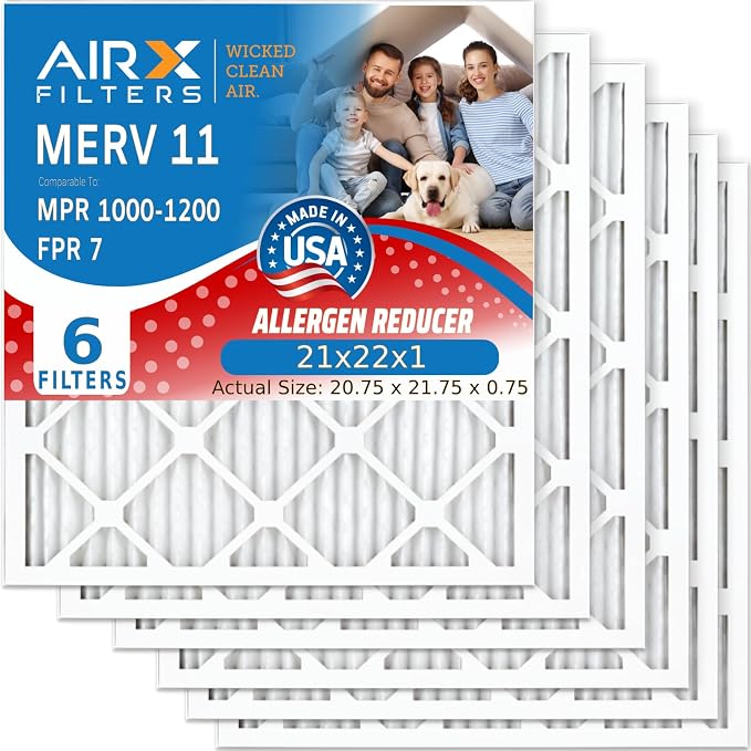 AIRX FILTERS WICKED CLEAN AIR. 21x22x1 Air Filter MERV 11 Electrostatic Pleated by AIRXFILTERSWICKEDCLEANAIR