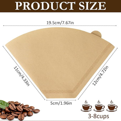 200 Count Unbleached Coffee Filters Natural Brown Cone Coffee Filter Paper - Image 4