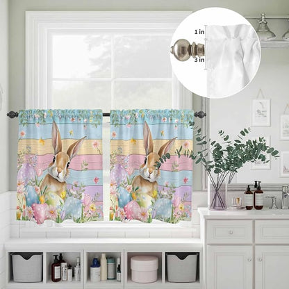 Kitchen Curtains Tiers and Valance Set of 3, Easter Light Filtering Window - Image 8