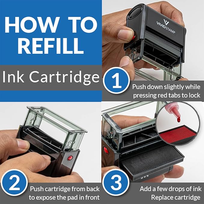 Basic Closed Self Inking Rubber Stamp (Blue Ink) - Medium