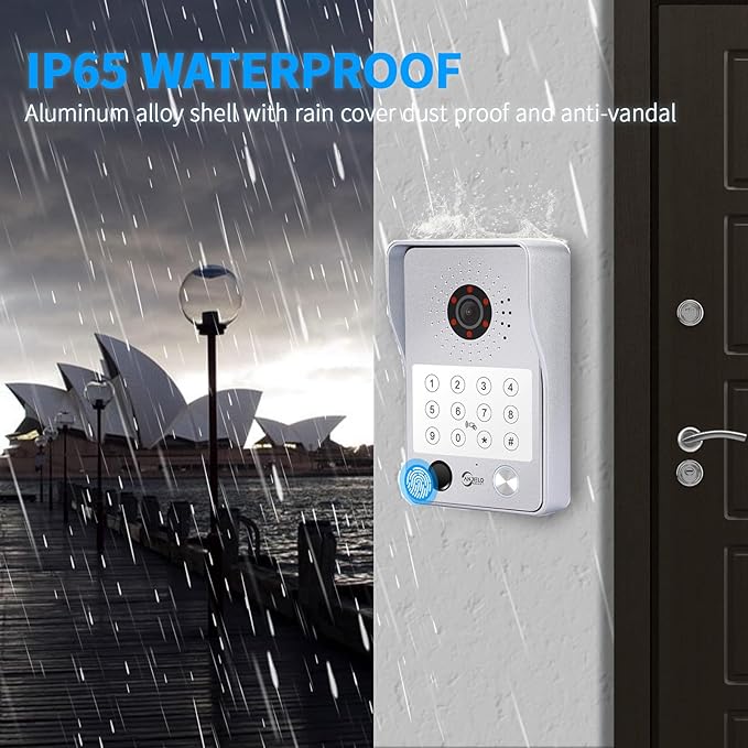 Wired Video Door Phone Apartment Intercom System,7 Inch Touch Monitor with 1080P HD Camera Doorbell,Supporting 5 in 1 Unlocking,Minitoring Motion Detecting for Home Villa,Tuya (2 doorbell + 4 monitor)