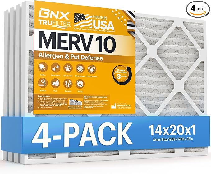 BNX TruFilter 14x20x1 MERV 10 AC Furnace Air Filter by BNX