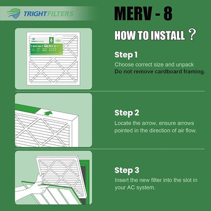 14x14x1 Air Filter 6 Pack, Durable MERV 8 Pleated Home HVAC AC Furnace Filters - Image 6