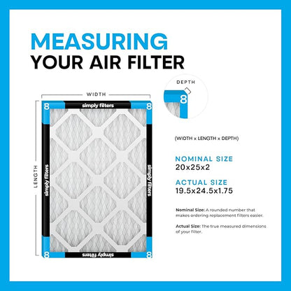 Simply 20x25x2 Air Filter, MERV 8, 12 Pack, Furnace Air Filter - Image 2