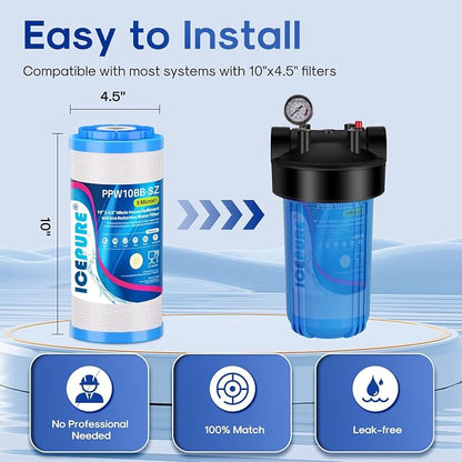 ICEPURE 5 Micron 10"x4.5" PPW10BB-SZ String Wound Water Sediment Filter - Image 5