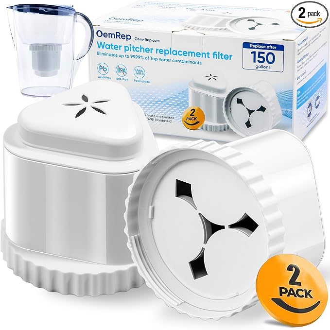 2Pack Replacement Filter for EPIC Water Filter Pitcher, Water Filter Pitcher by OemRep
