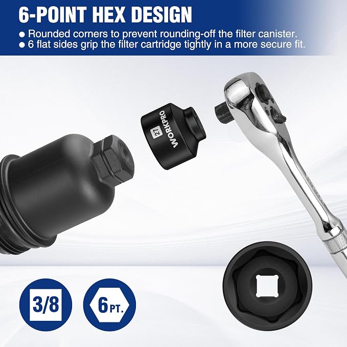 WORKPRO 27mm Oil Filter Socket Wrench, Oil Filter Removal Tool, Oil Filter - Image 3
