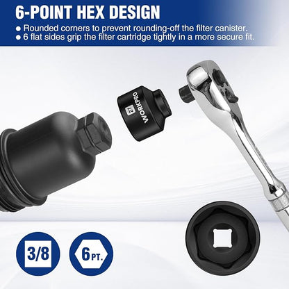 WORKPRO 27mm Oil Filter Socket Wrench, Oil Filter Removal Tool, Oil Filter - Image 3