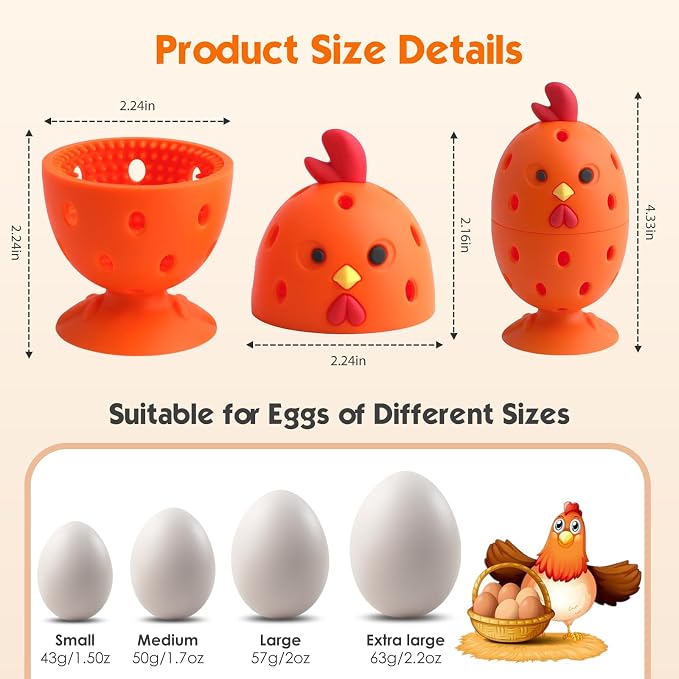 Egg Brush Cleaner, Egg Cleaner for Fresh Eggs, Cute Chick Shaped Egg Wash and - Image 2