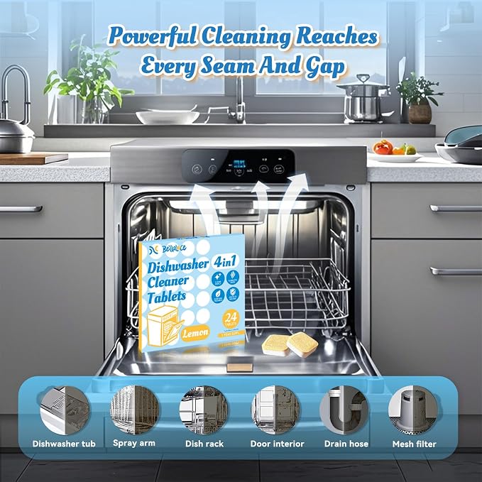 Dishwasher Cleaner Tablets Deodorizer-48 Pack Deep Cleaning Dish Washer - Image 3