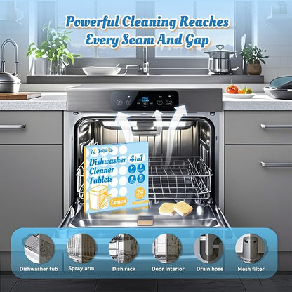 Dishwasher Cleaner Tablets Deodorizer-48 Pack Deep Cleaning Dish Washer - Image 3