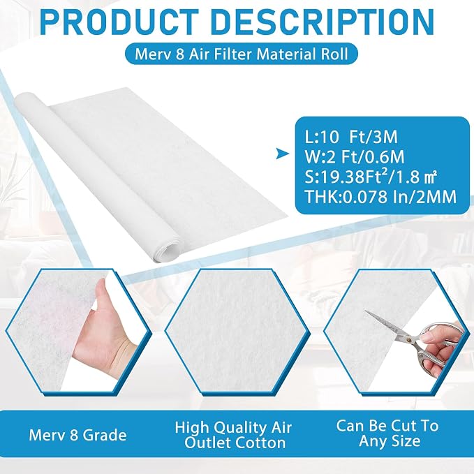 Pangda Merv 8 Filter Material, 19.37 Ft² Cut to Fit Air Vent Filters - Image 2
