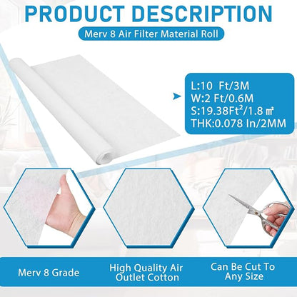 Pangda Merv 8 Filter Material, 19.37 Ft² Cut to Fit Air Vent Filters - Image 2