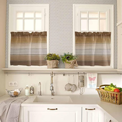 Vintage Brown Gradient Wood Grain Window Valance Curtains, Farmhouse Wood Barn - Image 7