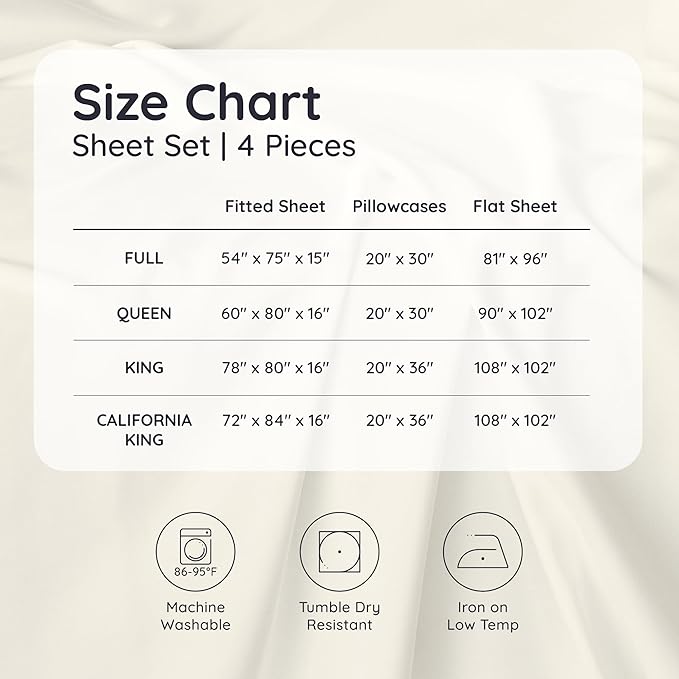 Bambaw 4pcs King Size Sheets Set – 100% Viscose Derived from Bamboo Sheets, Cooling Sheets King Size Deep Pocket Fits Up to 16'' with Elastic Corner Straps, Super Soft (Dream Blue)
