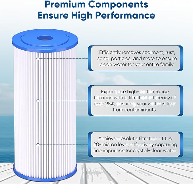 PUREPLUS 20 Micron 10" x 4.5" Whole House Pleated Sediment Filter - Image 6