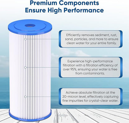 PUREPLUS 20 Micron 10" x 4.5" Whole House Pleated Sediment Filter - Image 6