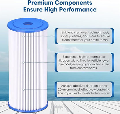 PUREPLUS 20 Micron 10" x 4.5" Whole House Pleated Sediment Filter - Image 5
