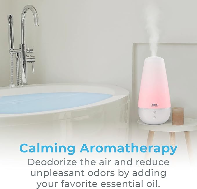 Pure Enrichment PureSpa XL 3-in-1 Cool Mist Humidifier, Essential Oil Diffuser & Mood Light - 2L Tank Provides Powerful Mist Coverage up to 350 sq ft in Bedroom, Office & Large Rooms