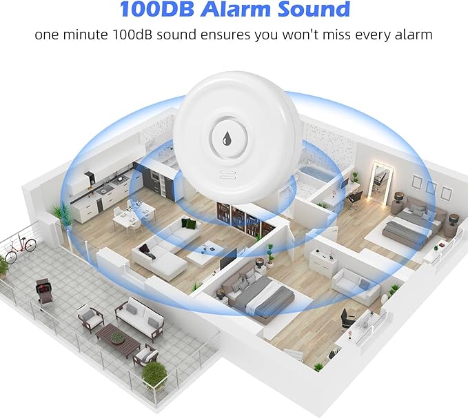 5 Pack Water Leak Detectors for Home, 100 dB Water Sensor Alarm Leak Detector for Basement, Bathroom, Kitchen, Home