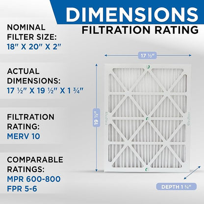 Glasfloss 18x20x2 MERV 10 2" Inch Pleated Air Filters Box of 6. Actual Size: - Image 2