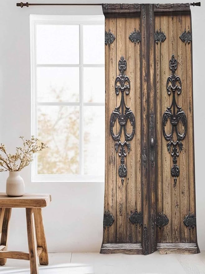 Sheer Curtains 84 Inches Long, Barn Door Semi Sheer Curtains Light Filtering - Image 3