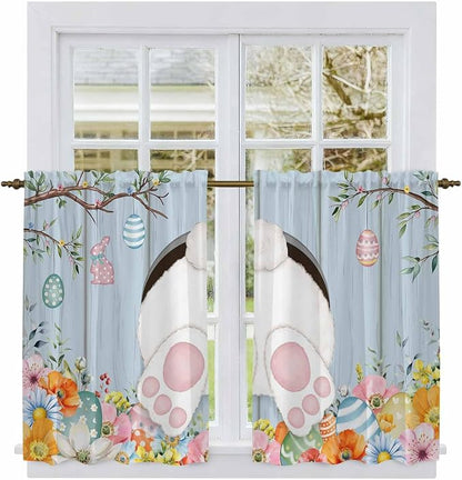 Easter Kitchen Curtains 54 Inch Long 2 Panel Set, Rod Pocket Window Curtains - Image 2