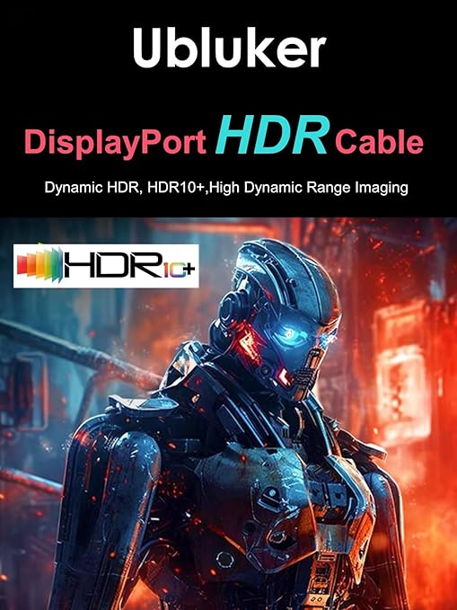 Ubluker 10K 8K DisplayPort 2.1 Cable 54Gbps 25 FT, Certified DP to DP Cord 4K 240Hz 165Hz 144Hz 120Hz 10K 8K 120Hz Nylon Braided UHBR HDCP2.3 FreeSync G-Sync RTX5090 Gaming Monitor PC Projector
