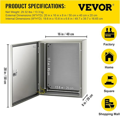 VEVOR NEMA Steel Enclosure, IP66 Waterproof & Dustproof, Outdoor/Indoor - Image 7