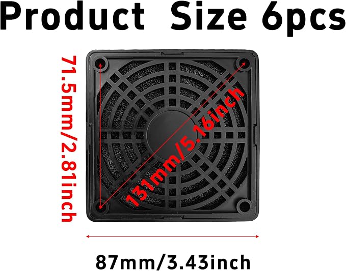 6Pcs 80mm Cooling Fan Filter, Plastic Dustproof Mesh Cover - Image 2