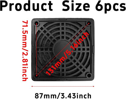 6Pcs 80mm Cooling Fan Filter, Plastic Dustproof Mesh Cover - Image 2