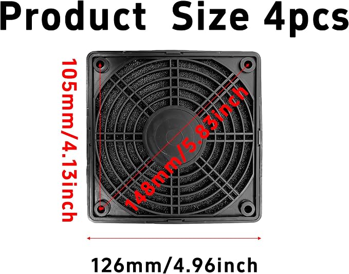 4Pcs 120mm Cooling Fan Filter, Plastic Dustproof Mesh Cover - Image 2