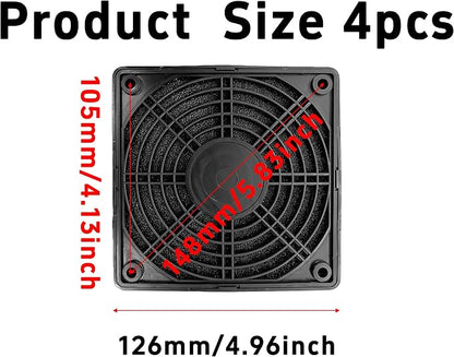 4Pcs 120mm Cooling Fan Filter, Plastic Dustproof Mesh Cover - Image 2