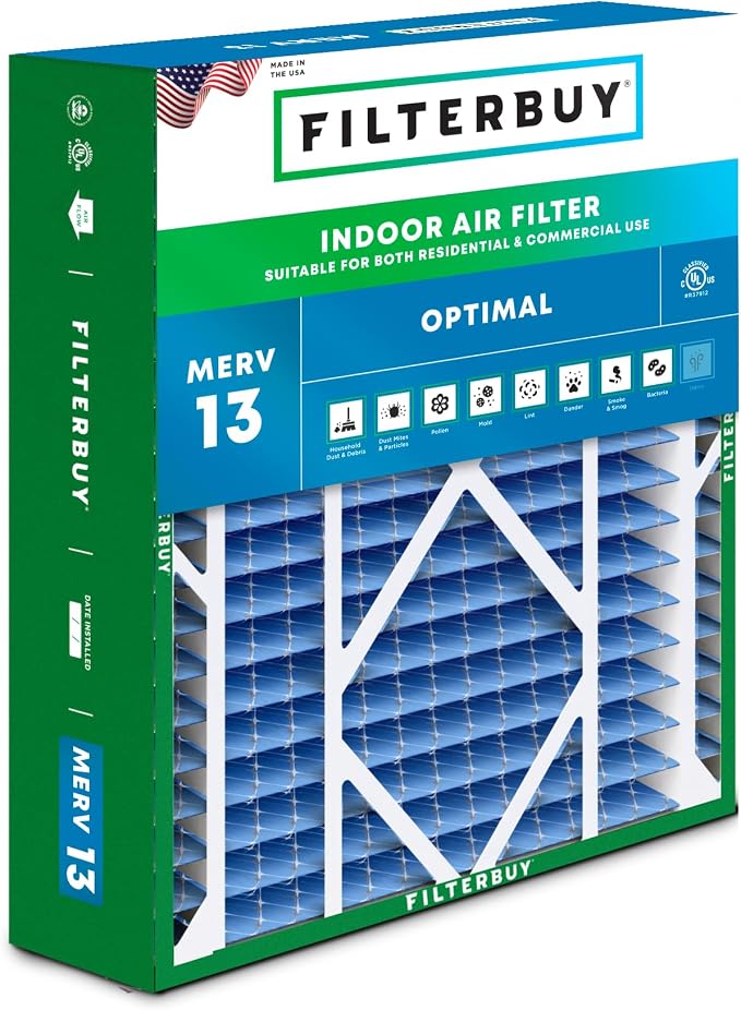 Filterbuy 24x25x5 Air Filter MERV 13 Optimal Smoke & Allergy Defense, by Filterbuy