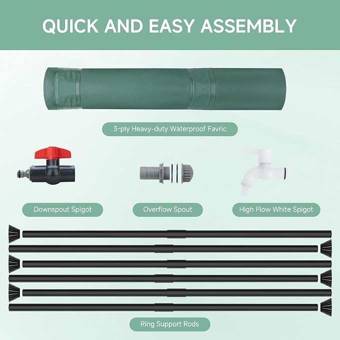 Collapsible Rain Barrel Water Storage Containers-53 Gallon Portable Rainwater - Image 5