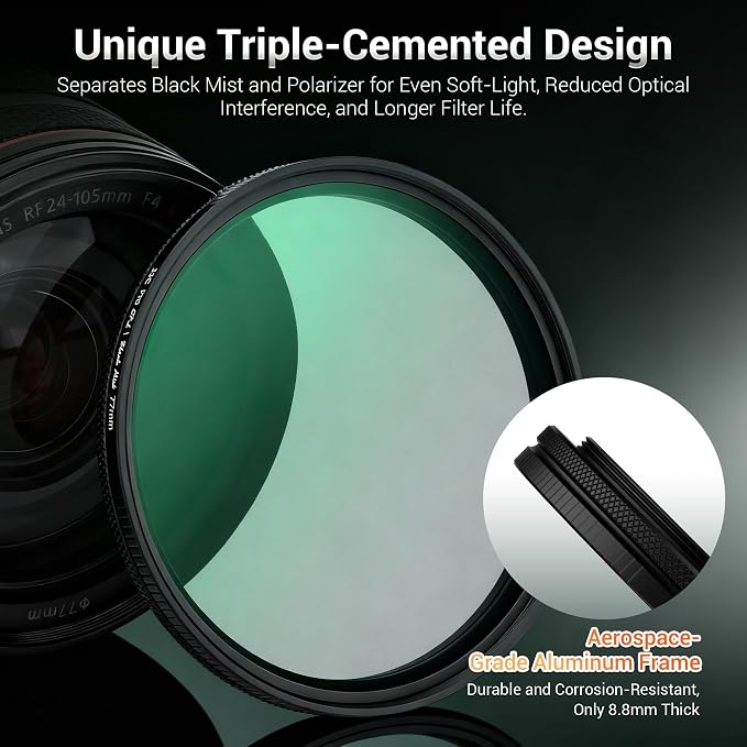 58mm Black Diffusion 1/4 & Reflectivity CPL 2 in-1 Filter - Image 9
