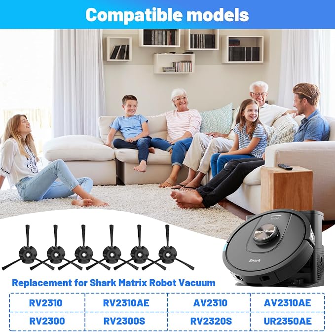 6 Pack Side Brushes for Shark Matrix Robot Vacuum Cleaner RV2310, UR2350AE - Image 2