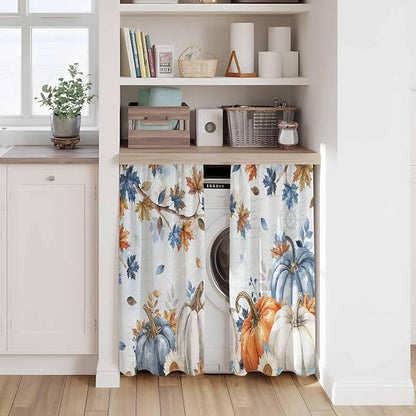 Fall Blue Maple Kitchen Tier Curtains 45 Inch Long 2 Panel Set, Rod Pocket - Image 7