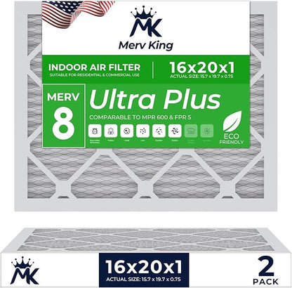 MervKing 16x20x1 Air Filter Actual Size: 15.7" x 19.7" x 0.75" MERV 8 MPR by MervKing