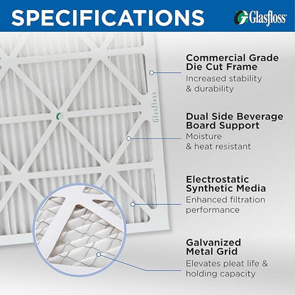 Glasfloss 16x30x1 MERV 10 Pleated Air Filters Box of 6. Actual Size: 15-5/8 x - Image 3