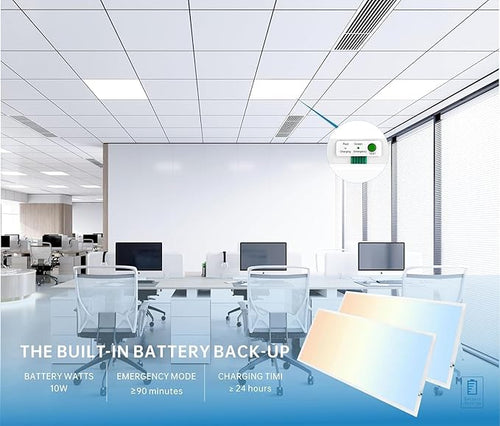 2X4 LED Flat Panel Light with Emergency Battery Backup, 50W 3000K/4000K/5000K, 0-10V Dimmable, 6500 Lumens, LED Drop Ceiling Lights, 100-277V, DLC UL Listed, Ultra Thin Back-Lit (10 Pack)