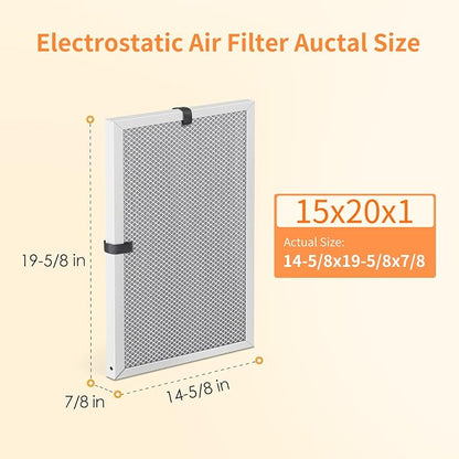 2-Pack 15x20x1 MERV 8 Reusable & Washable Electrostatic Air Filters - Image 2